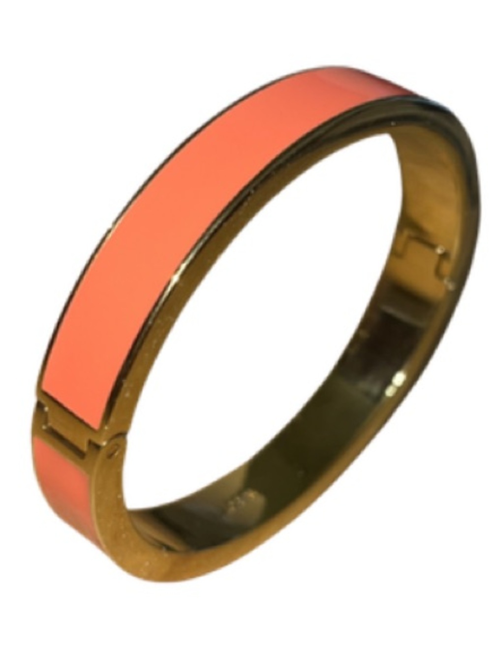 J. Crew Apricot Enamel & Gold-tone Hinged Bangle Bracelet, 6.5”-7” Wrist - Picture 5 of 10